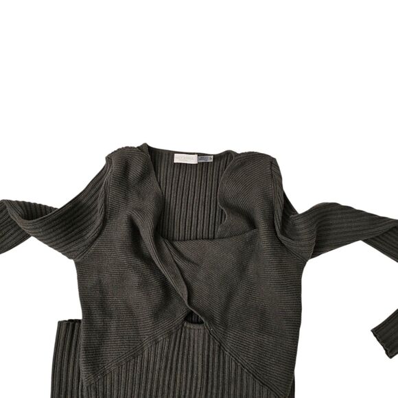 Ramy Brook Pilar Dress Large Green Cut Out Ribbed Knit Sweater Midi Cashmere - Picture 4 of 11